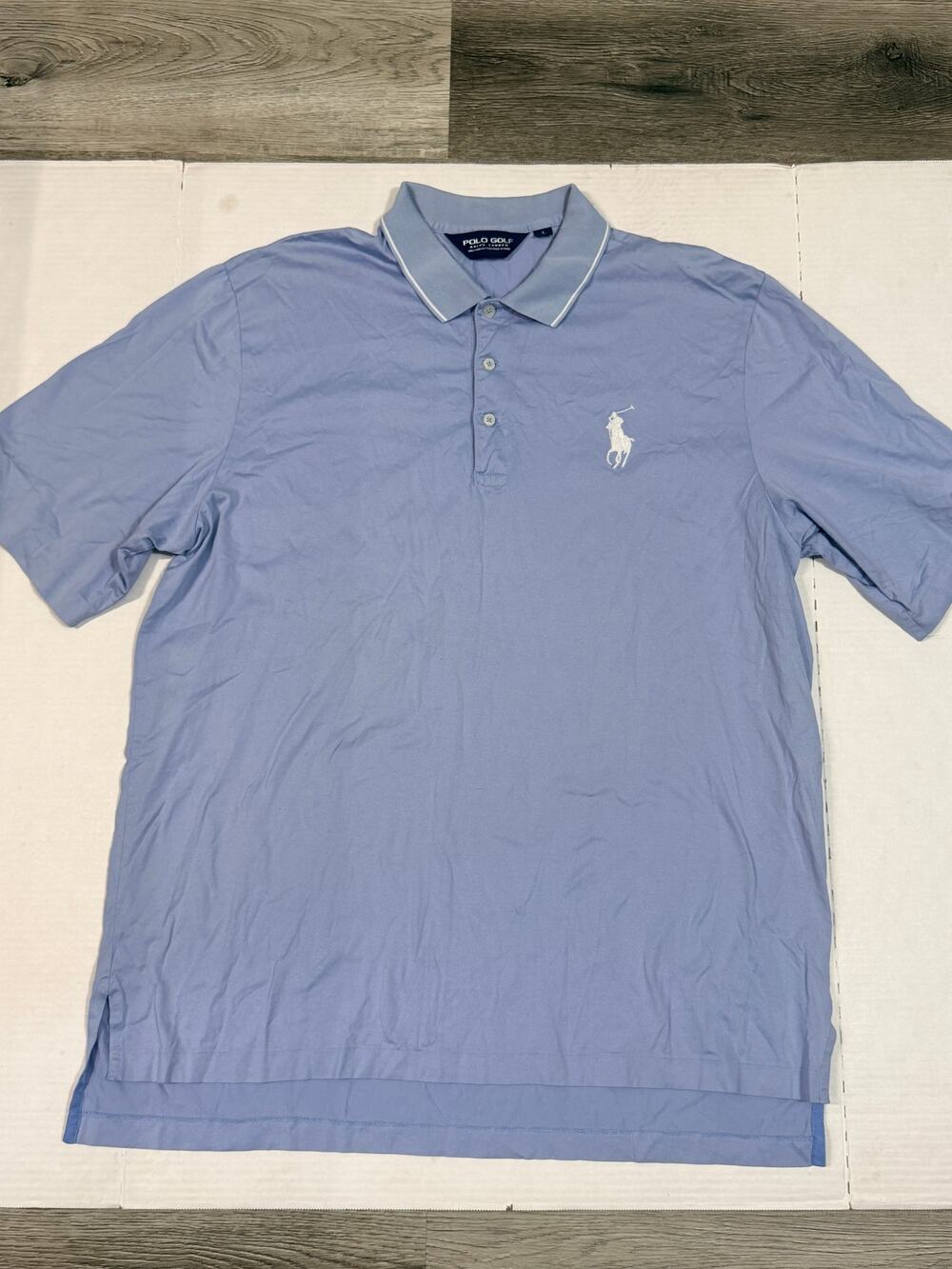 Polo Golf Ralph Lauren Mens L Blue Big Pony Pima Cotton Golf Polo Shirt
